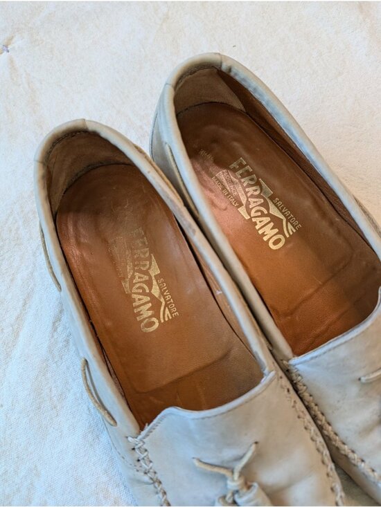 Ferragamo Vintage Men\'s Faded Taupe Moccasin Tassel Loafer Made in Italy Size 8D main image 8